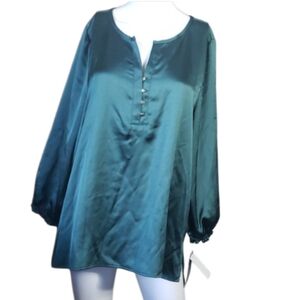 NWT Democracy, Green, Stain Long Sleeve Shirt, Women's Size 1X